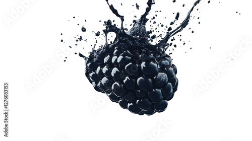 fresh blackberry in water splash