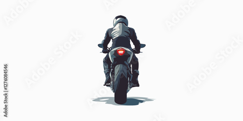Illustration of a sports motorcycle. Motorcycle racer. Motorcyclist. Riding a motorcycle.