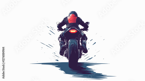 Illustration of a sports motorcycle. Motorcycle racer. Motorcyclist. Riding a motorcycle.
