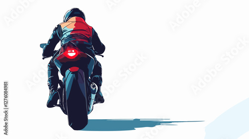 Illustration of a sports motorcycle. Motorcycle racer. Motorcyclist. Riding a motorcycle.