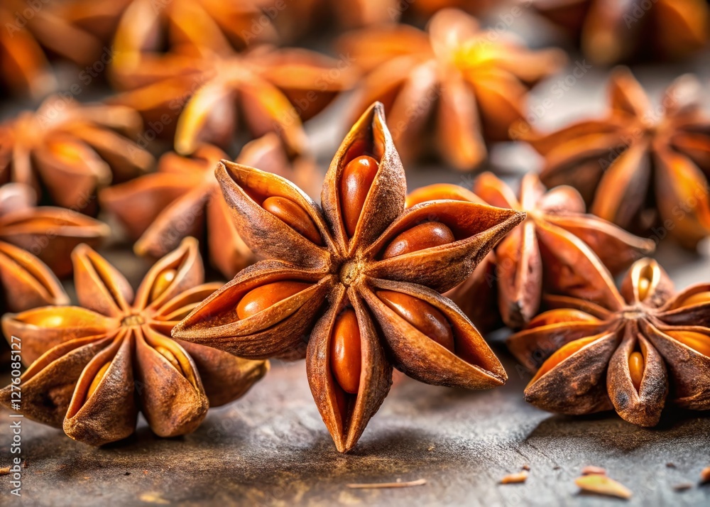 Aromatic Dried Star Anise Spice, Culinary Herb, Close-up Shot, Food Photography Aromatic Dried Star Anise Spice, Culinary Herb, Close-up Shot, Food Photography