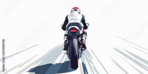 Illustration of a sports motorcycle. Motorcycle racer. Motorcyclist. Riding a motorcycle.