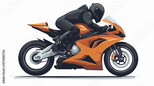 Illustration of a sports motorcycle. Motorcycle racer. Motorcyclist. Riding a motorcycle.