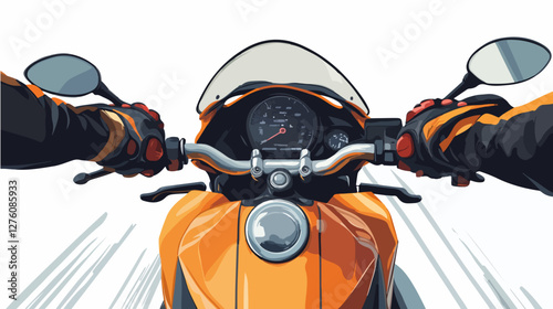 Illustration of a sports motorcycle. Motorcycle racer. Motorcyclist. Riding a motorcycle.