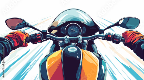 Illustration of a sports motorcycle. Motorcycle racer. Motorcyclist. Riding a motorcycle.