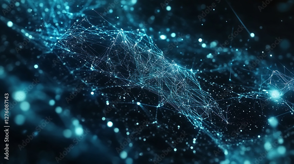 Digital network, glowing nodes, dark background, tech concept Digital network, glowing nodes, dark background, tech concept