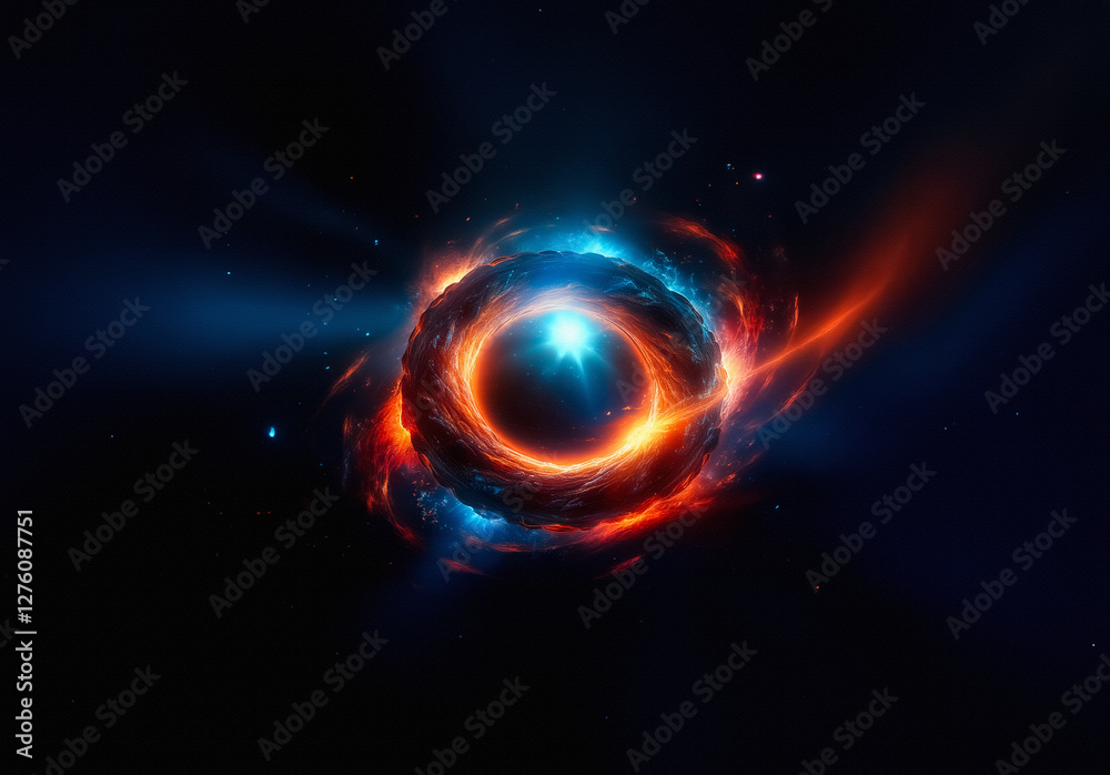 Fiery and icy energy swirls in a cosmic dance. A luminous orb at the center emits bright light, surrounded by dynamic, colorful nebulous clouds in deep space. Fiery and icy energy swirls in a cosmic dance. A luminous orb at the center emits bright light, surrounded by dynamic, colorful nebulous clouds in deep space.