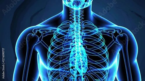 Medical 3D Rendering of Spine with Lower Back Pain Highlighted, Generative AI
