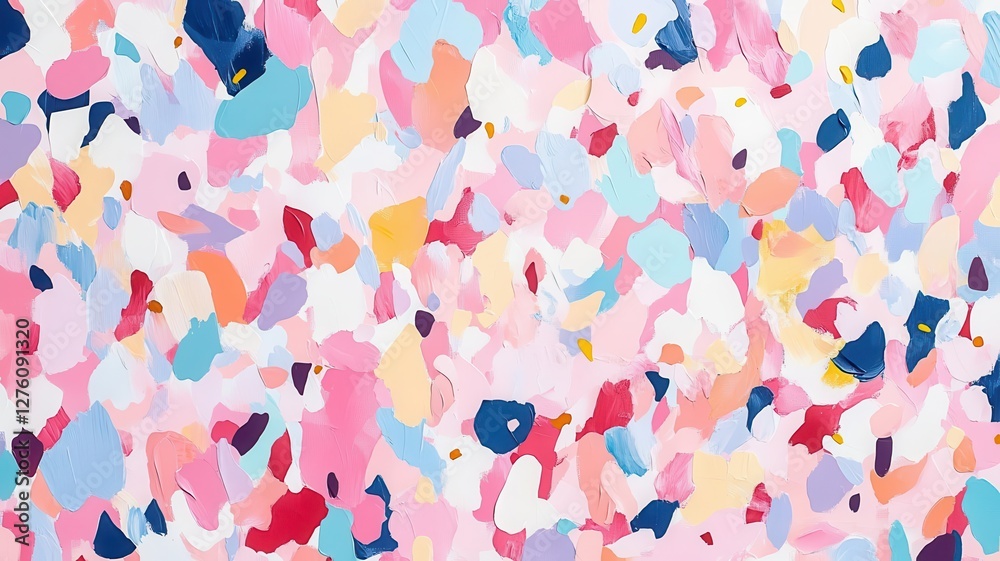 Playful pastel confetti pattern with irregular shapes, celebration and fun, whimsical design Playful pastel confetti pattern with irregular shapes, celebration and fun, whimsical design