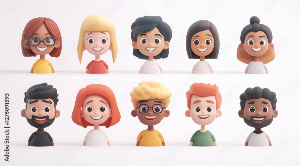 Smiling People Closeup Portrait Set Cute Cartoon Businessman Male and Female Avatars Multi-ethnic Man and Woman Faces Isolated on White Background Smiling People Closeup Portrait Set Cute Cartoon Businessman Male and Female Avatars Multi-ethnic Man and Woman Faces Isolated on White Background