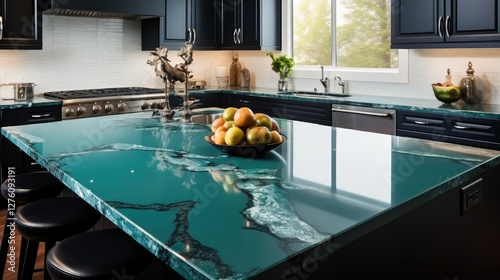 vibrant quartz kitchen countertop photo