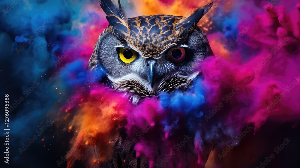 Fototapeta premium purple owl on black