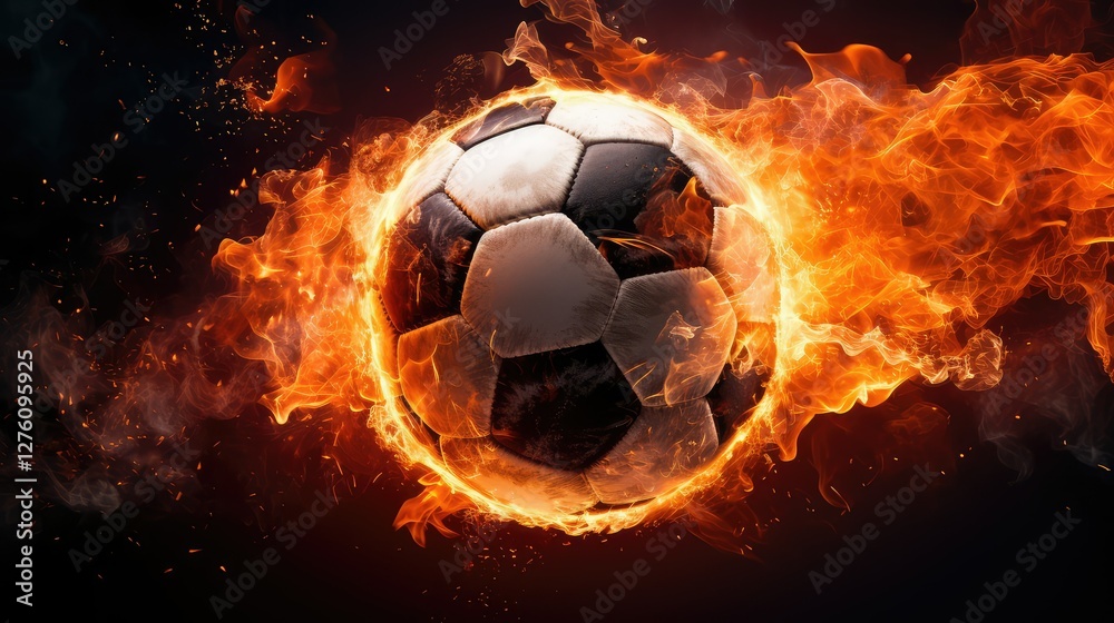 Fototapeta premium dramatic soccer ball fire