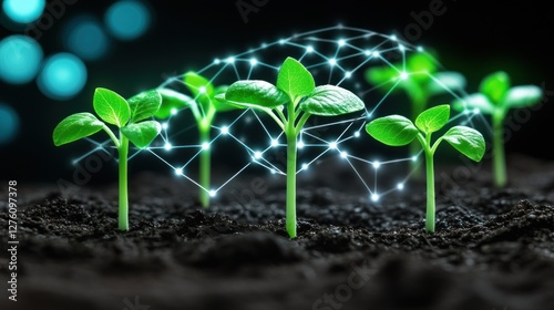Growing Plants Connected Network Technology Agriculture