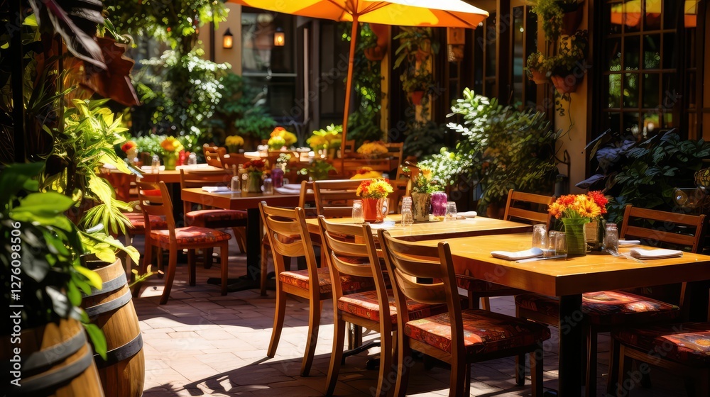 Fototapeta premium wooden restaurant table layout