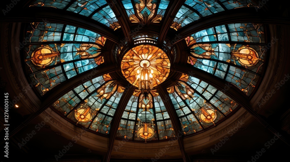 Fototapeta premium historic stained glass light