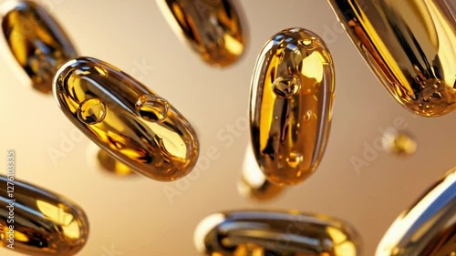 Slow Motion of Vitamins and Supplements Falling on Table – Video, Generative AI