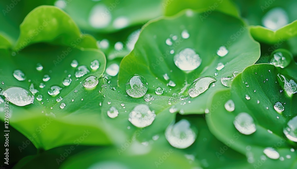 Fresh Dew Drops on Lush Green Leaves Nature Photography Fresh Dew Drops on Lush Green Leaves Nature Photography