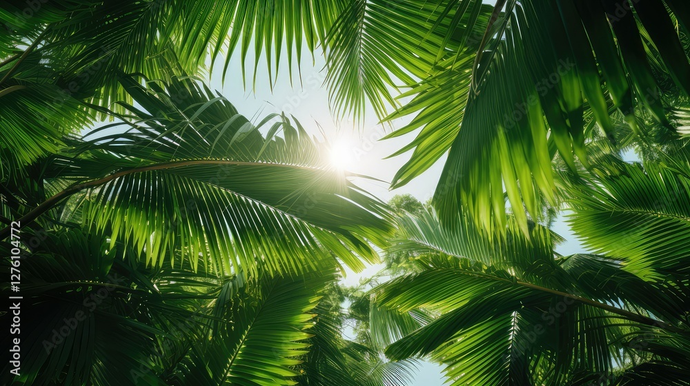 Fototapeta premium jungle palm leaves background