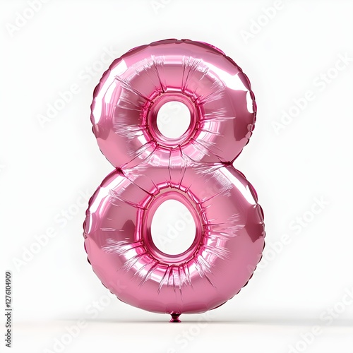 Shiny Pink Number Eight Balloon; Festive and Fun!