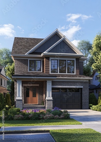 Suburban Two-Story House with Modern Design