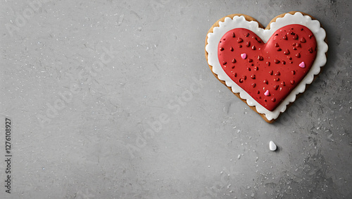 heart shaped cookie on a gray background