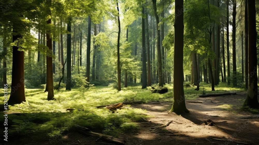 Fototapeta premium green forest trees background