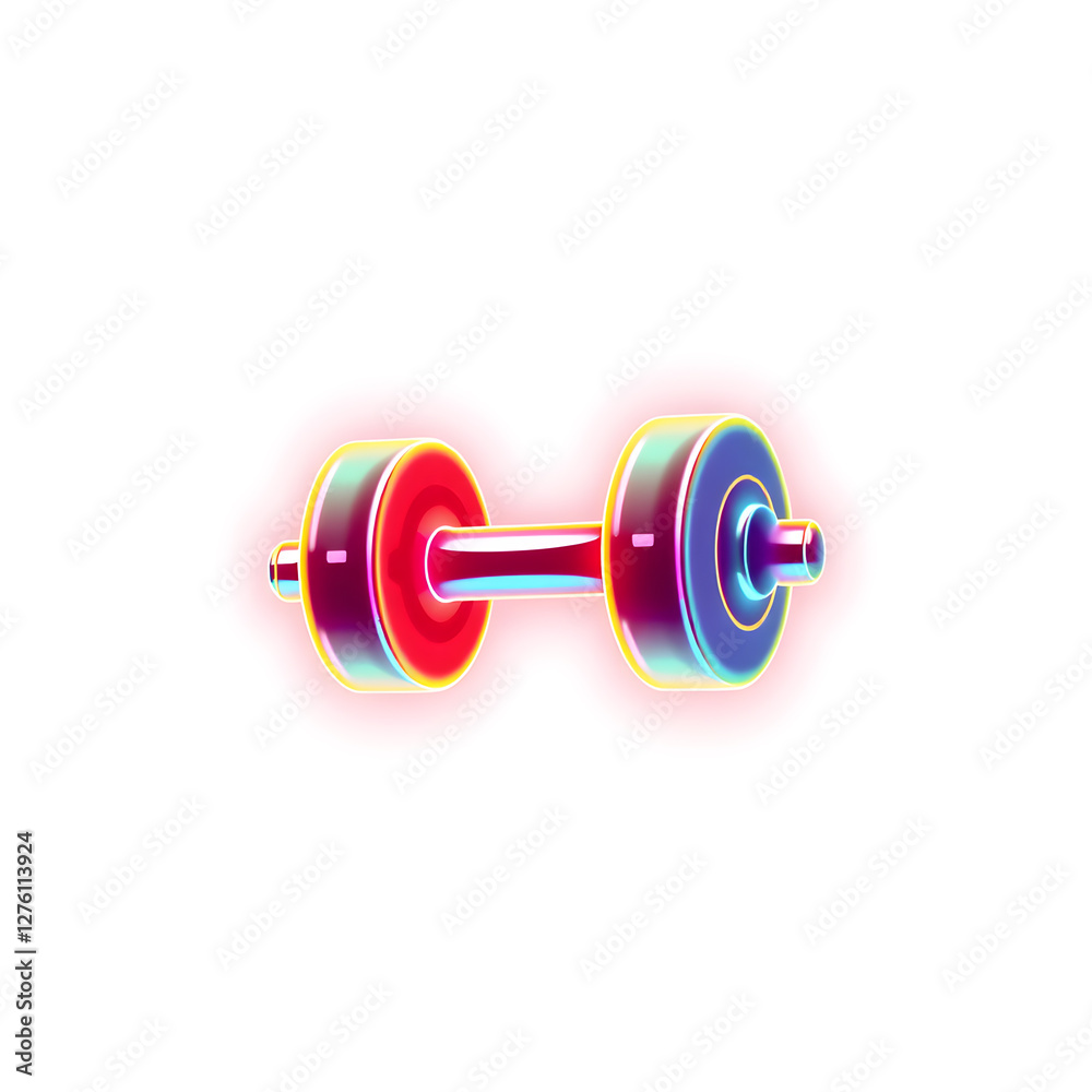 Dumbbell holographic 3D icon. neon symbol vector illustration isolated on white background. Generative AI Dumbbell holographic 3D icon. neon symbol vector illustration isolated on white background. Generative AI