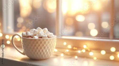 Wallpaper Mural Hot Cocoa by Window, Cozy Evening, Warm Lights Torontodigital.ca