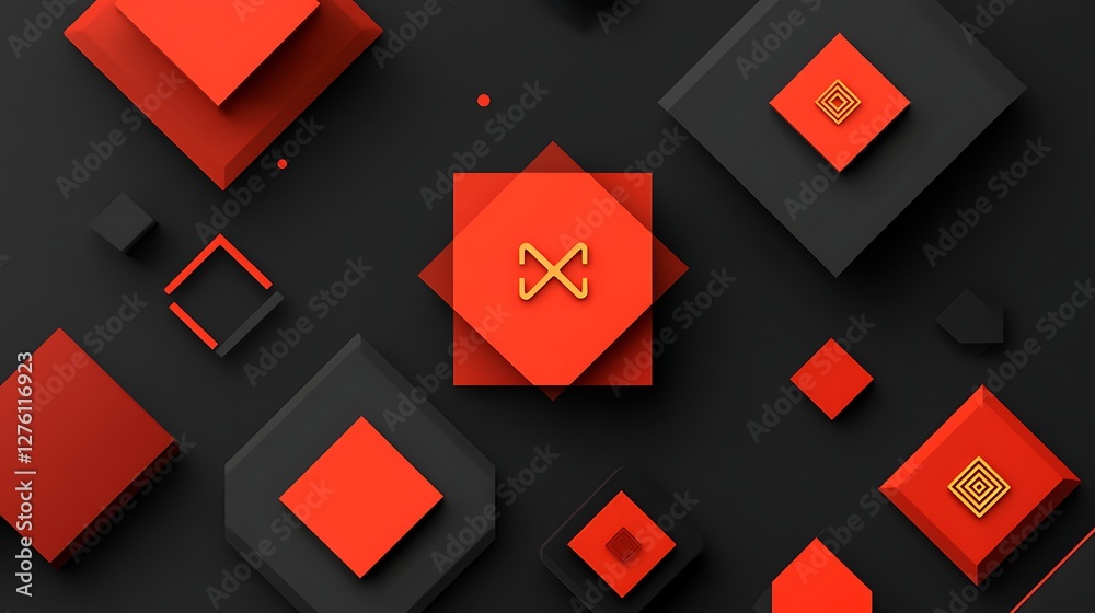 Red black cubes abstract background Red black cubes abstract background