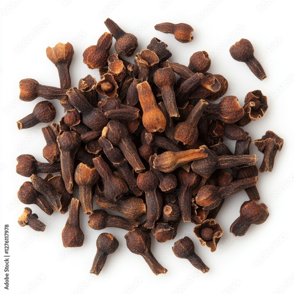Fototapeta premium Aromatic Cloves Spice, Dried Flower Buds, Culinary Ingredient, Top View.