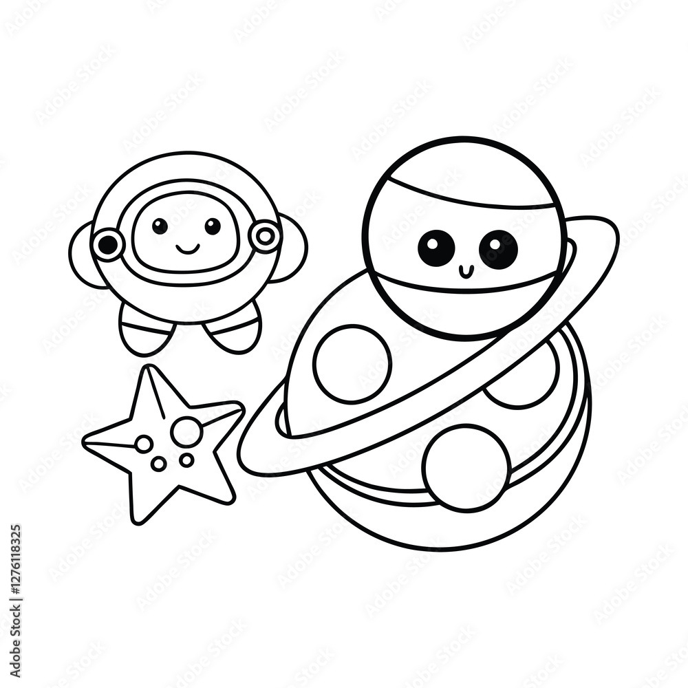 Astronaut floating in space with planet Astronaut floating in space with planet