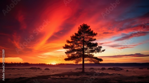 vibrant pine tree horizon