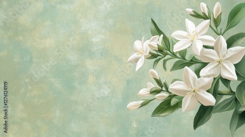 Delicate White Flowers on Textured Background photo