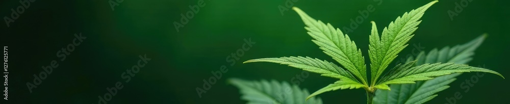 Mutated cannabis leaf with unusual shape and coloration on dark green background, color, strange cannabis Mutated cannabis leaf with unusual shape and coloration on dark green background, color, strange cannabis
