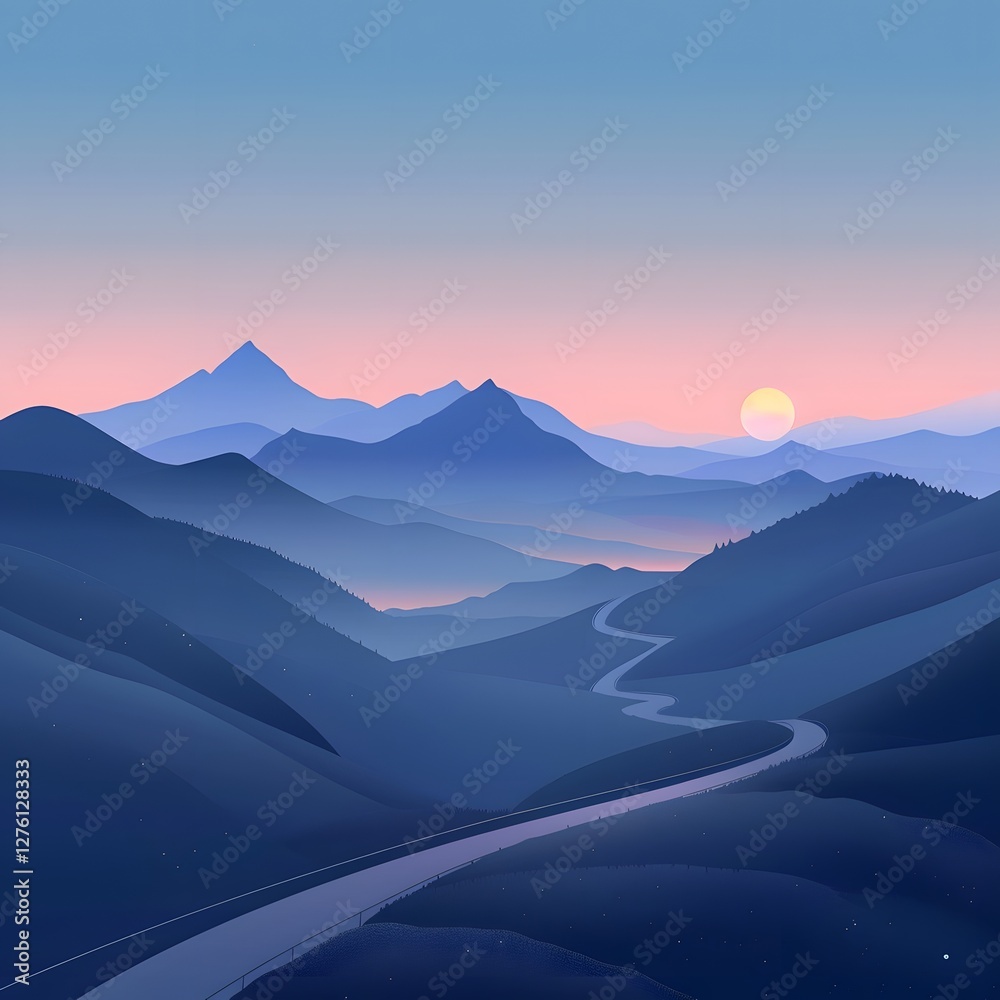 Fototapeta premium Serene Mountain Sunset