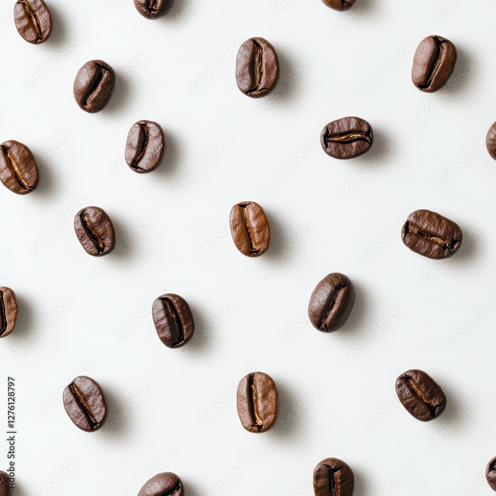 Aromatic Coffee Beans Pattern on White Background. Aromatic Coffee Beans Pattern on White Background.