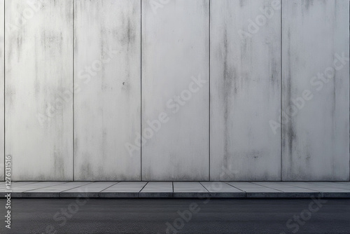 cement wall with rectangular lining at roadside