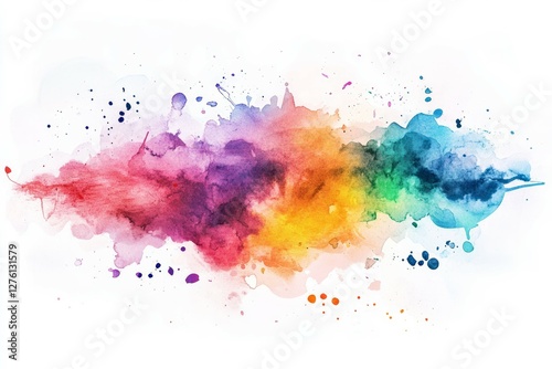 Vivid abstract watercolor on white background. AI image
