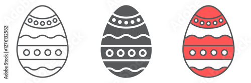 Easter egg line icon collection, food and easter, decoration egg icon set, vector graphics, a linear pattern on a white background.