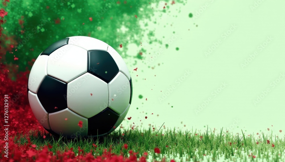 Obraz premium Abstract Italian football background Big ball, green-white-red elements , italia, soccer ball