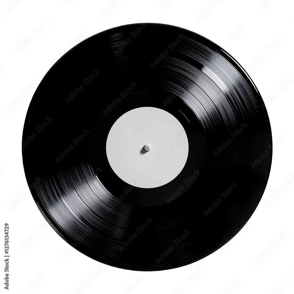 A single black vinyl record isolated on a transparent background A single black vinyl record isolated on a transparent background