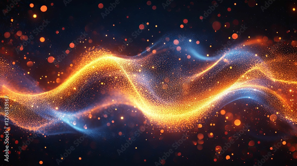 Fototapeta premium Abstract Orange and Blue Particle Wave