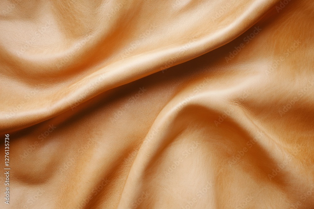 Fototapeta premium Textured brown leather folded, warm lighting. AI image