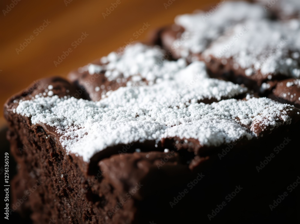 Fototapeta premium Chocolate Brownie Dessert with Powdered Sugar