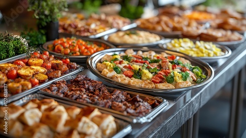 Wallpaper Mural A vibrant buffet spread featuring an array of colorful dishes, including vegetables, meats, and pastries, ideal for a feast or celebration. Torontodigital.ca