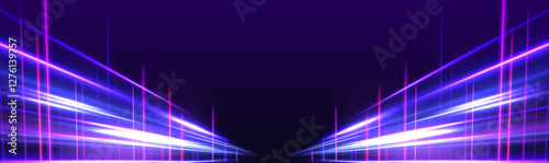 Neon stripes in the form of a drill, turning and swirling in neon colors. Illustration showcasing high-speed motion with vibrant glowing effects. Ideal for futuristic light design and motion concepts.