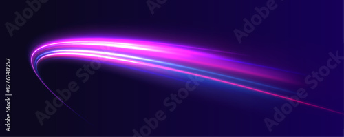 Isometric AI chipset on a printed circuit board, showcasing futuristic technology with light trail waves, fire path traces, car lights, optical fibers, and incandescence curve twirls.	