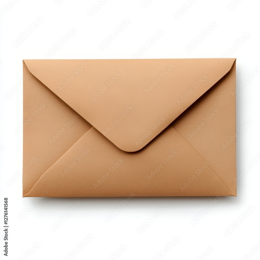 Elegant Beige Envelope Mockup on White Background. Elegant Beige Envelope Mockup on White Background.