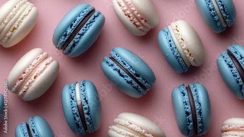 Wallpaper Mural Set of blue and white macarons on a pastel background. 4 Torontodigital.ca